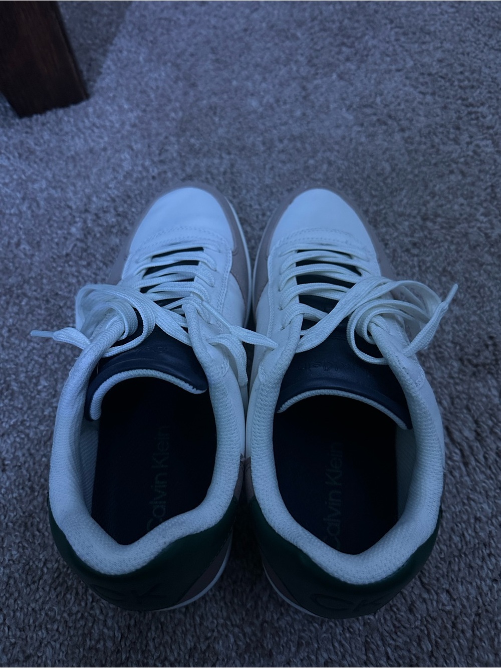 Calvin Klein White Sneakers with Dark Green Heel Detail